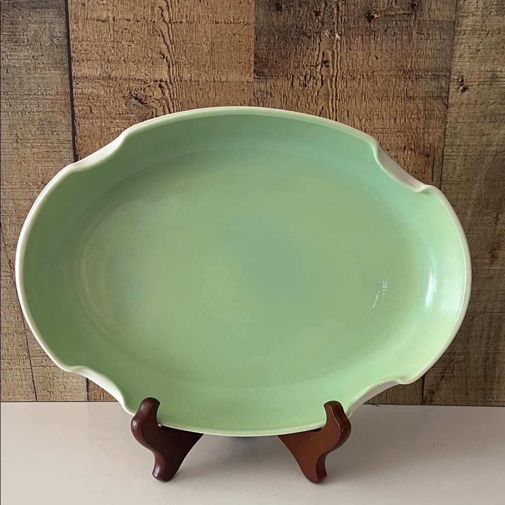 Anchor Hocking Vitrock Green Oval Flower Garden Tray